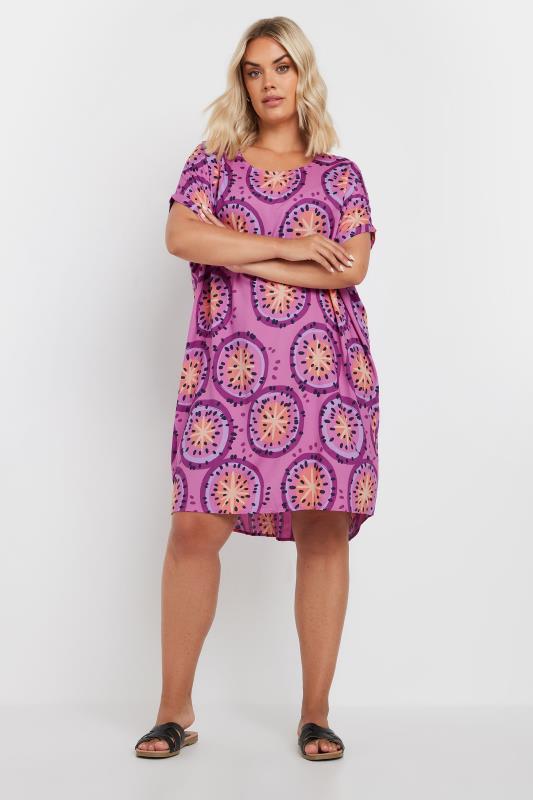 YOURS Plus Size Purple Abstract Print Tunic Dress | Yours Clothing 2