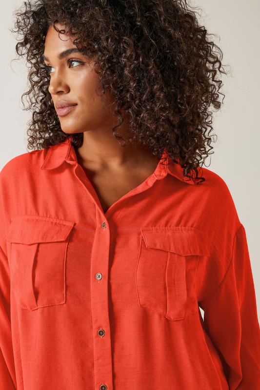 EVANS Plus Size Orange Long Sleeve Utility Shirt | Evans  5