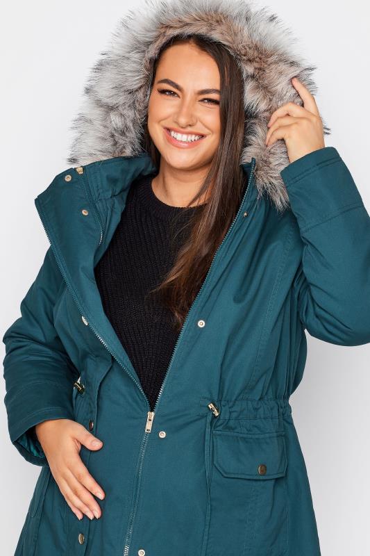 BUMP IT UP Maternity Curve Blue Parka Coat | Yours Clothing 5
