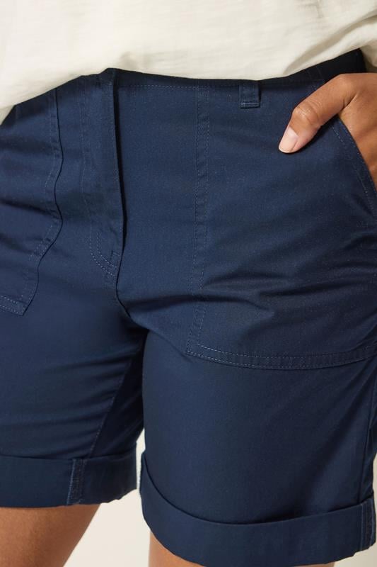 M&Co Navy Blue Cotton Poplin Shorts | M&Co 4