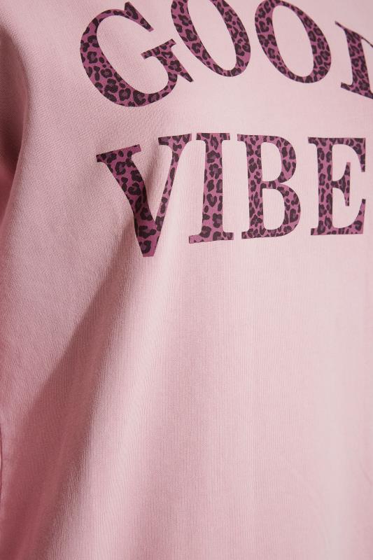 Plus Size Pink 'Good Vibes' Slogan Sweatshirt | Yours Clothing  5