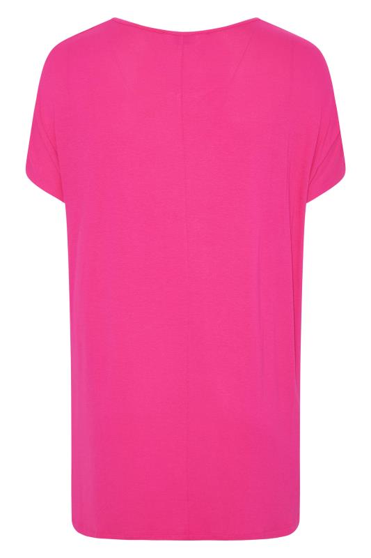 Plus Size Hot Pink Grown On Sleeve T-Shirt | Yours Clothing  5