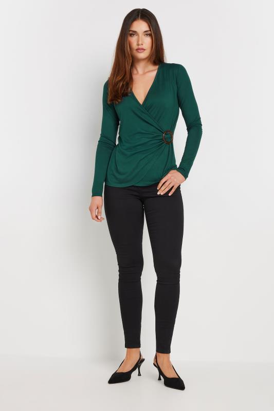 LTS Tall Dark Green Wrap Buckle Top | Long Tall Sally 2