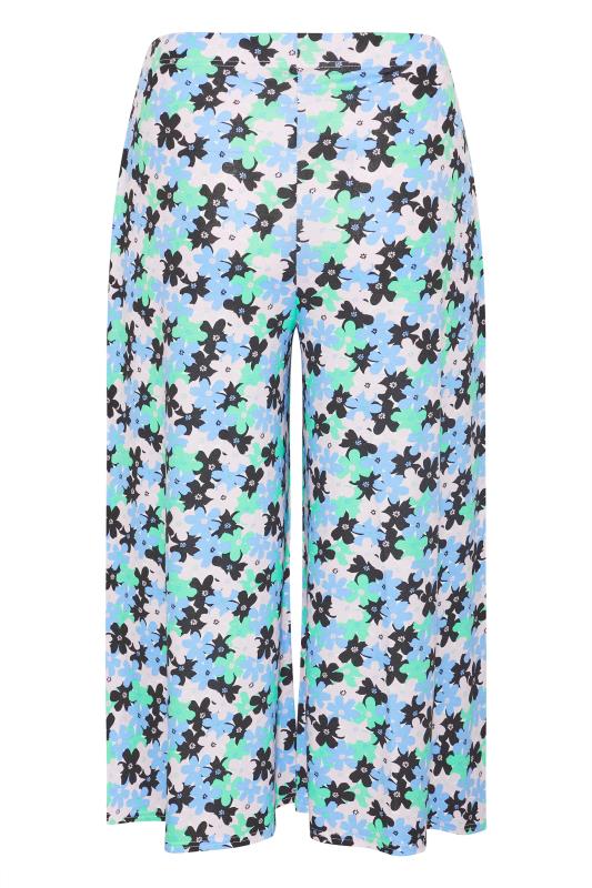 Curve Blue Abstract Floral Print Midaxi Culottes 5