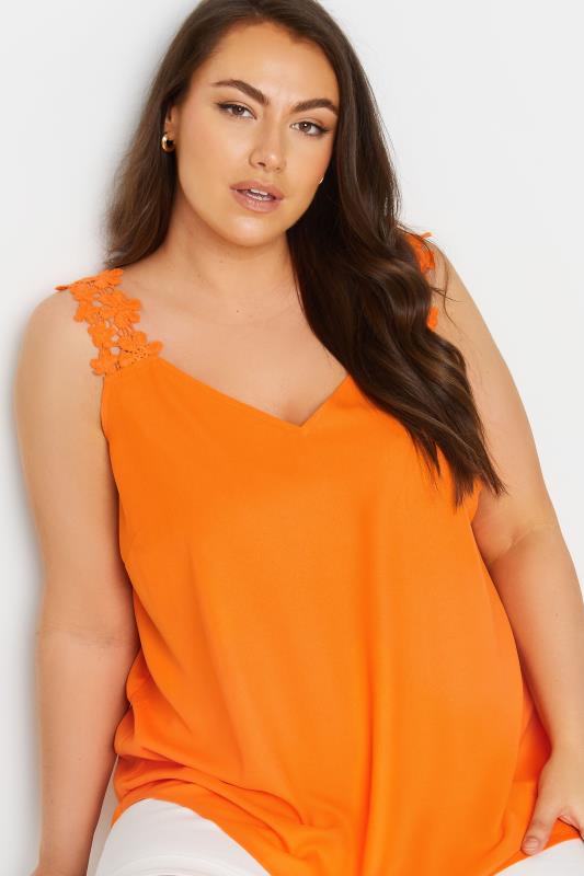 YOURS Plus Size Orange Floral Trim Cami | Yours Clothing 4