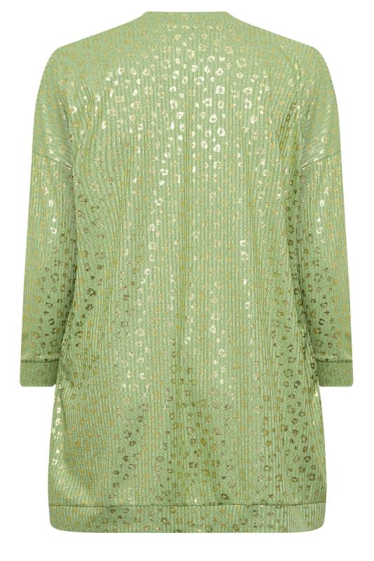Plus Size Green Foil Animal Print Cardigan | Yours Clothing 7