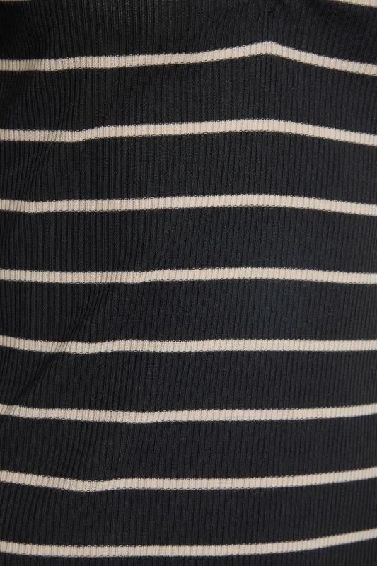 Petite Black Stripe Print Ruched Front T-Shirt 5