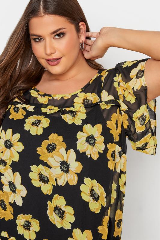 Curve Black and Yellow Floral Frill Hem Tunic Top_D.jpg