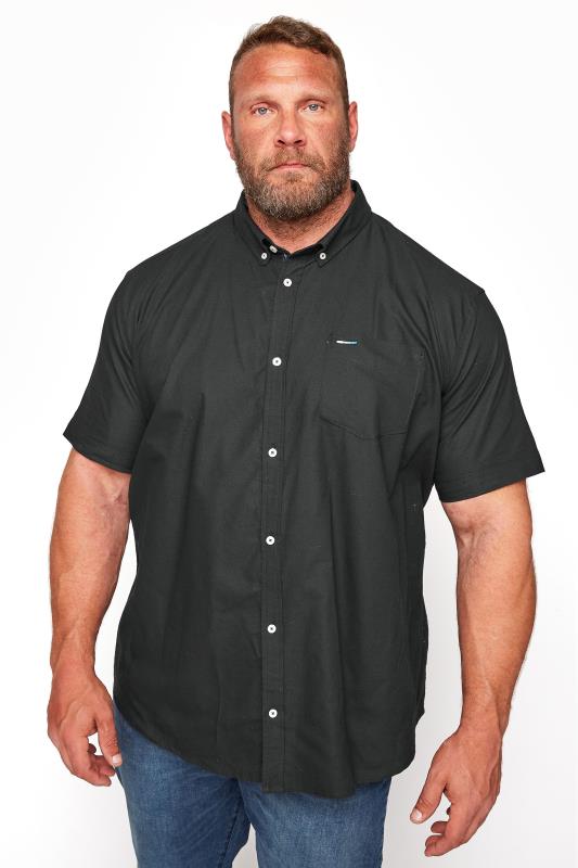  Grande Taille BadRhino Big & Tall Black Essential Short Sleeve Oxford Shirt