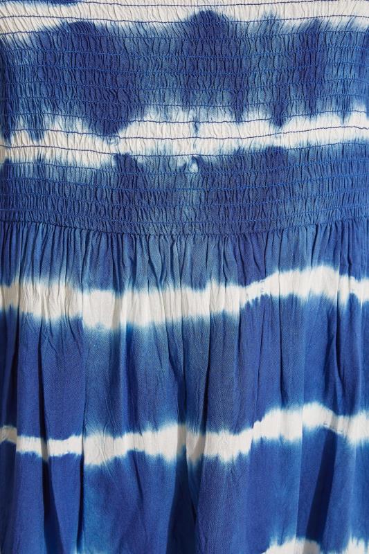 Curve Blue Tie Dye Shirred Peplum Vest Top 5