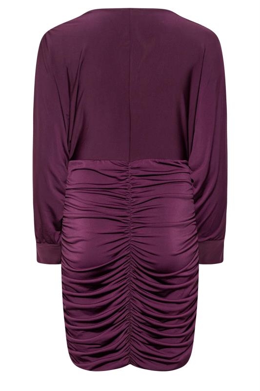 YOURS LONDON Plus Size Purple Ruched Bodycon Dress | Yours Clothing 7