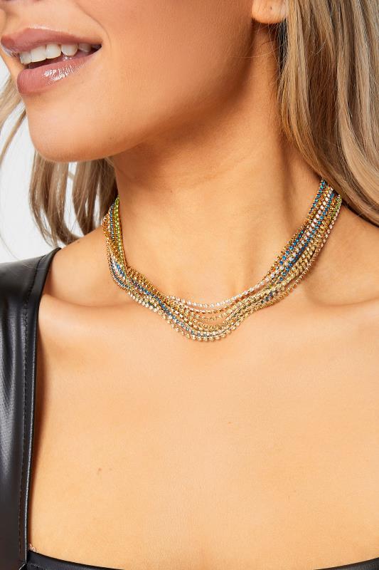 Gold Tone Diamante Multi-Layer Chocker | Yours Clothing 1