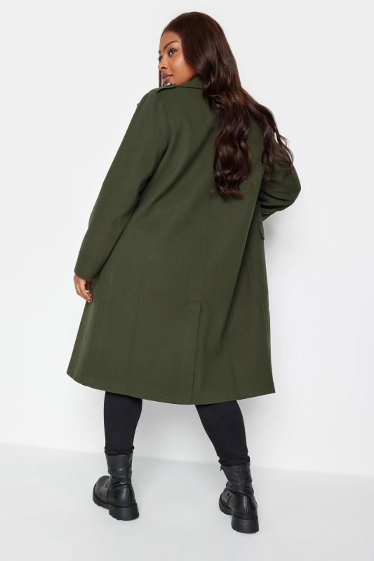 YOURS Plus Size Khaki Green Longline Military Coat | Yours Clothing 4
