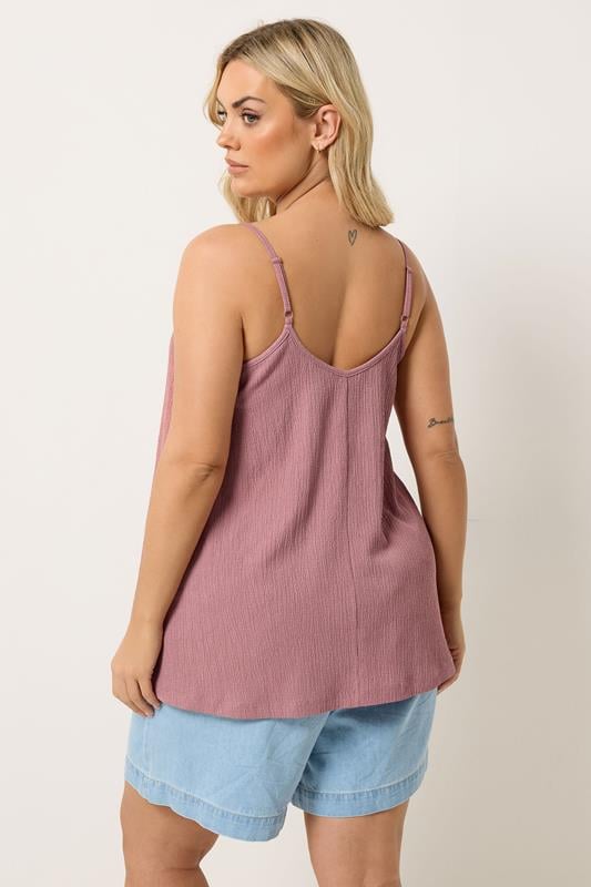 YOURS Plus Size Pink Gathered Swing Vest Top | Yours Clothing 2