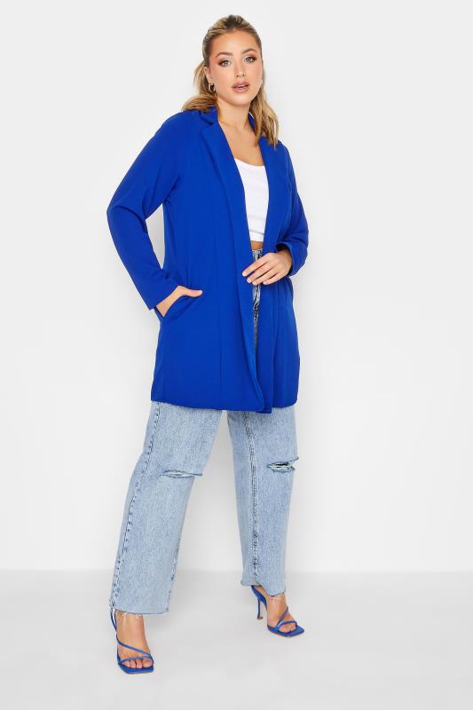 YOURS Curve Plus Size Cobalt Blue Longline Blazer | Yours Clothing 2