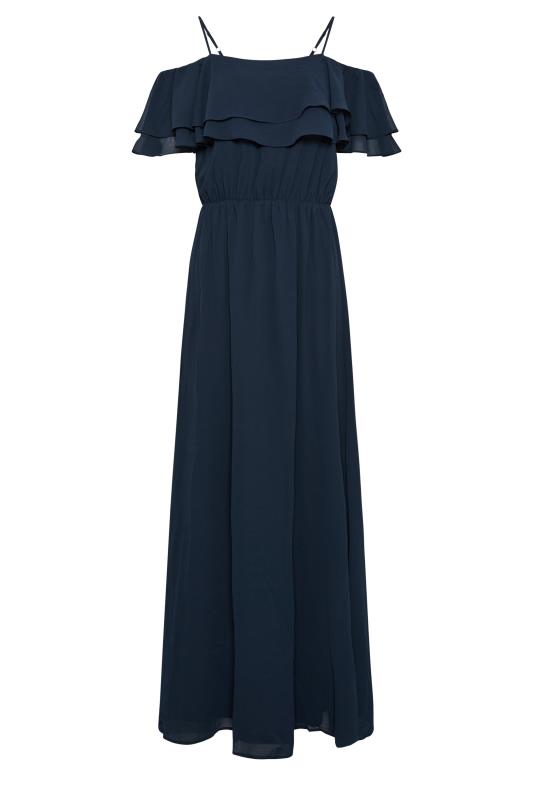 LTS Tall Women's Navy Blue Ruffle Maxi Dress | Long Tall Sally  6