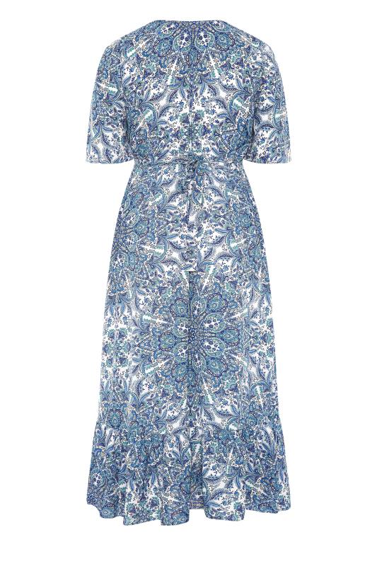 LIMITED COLLECTION Curve Blue Paisley Ruffled Wrap Maxi Dress 7