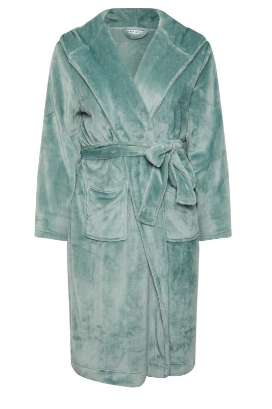 YOURS Plus Size Mint Green Hooded Dressing Gown | Yours Clothing 5