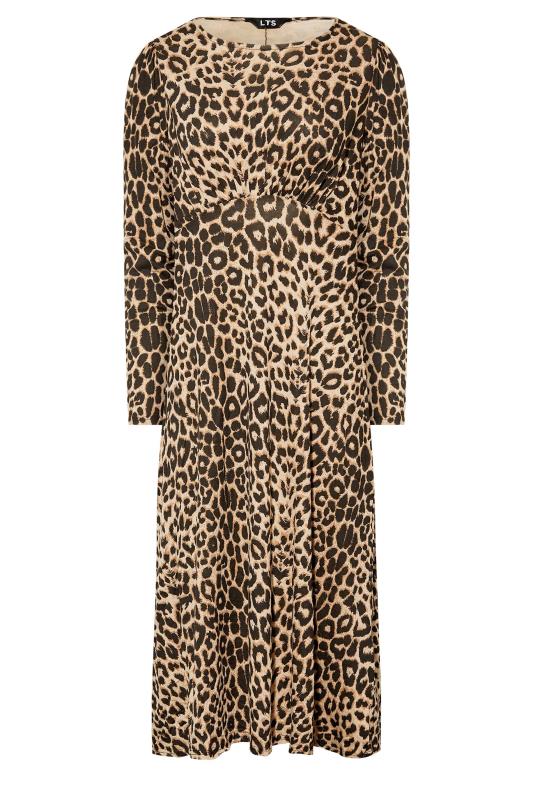 LTS Tall Women's Brown Leopard Print Long Sleeve Tea Dress | Long Tall Sally 6