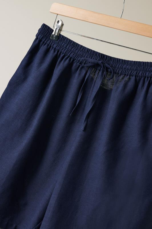 EVANS Plus Size Navy Blue Linen Shorts | Evans 7