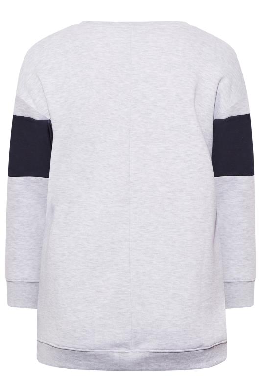 Plus Size Grey Colour Block 'New York' Slogan Varsity Sweatshirt | Yours Clothing 7