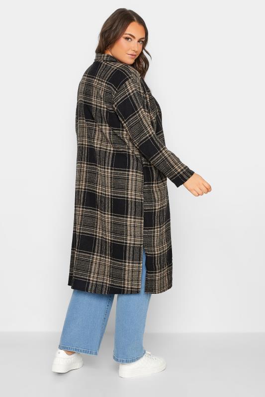 LIMITED COLLECTION Plus Size Curve Brown Check Long Duster Coat 3