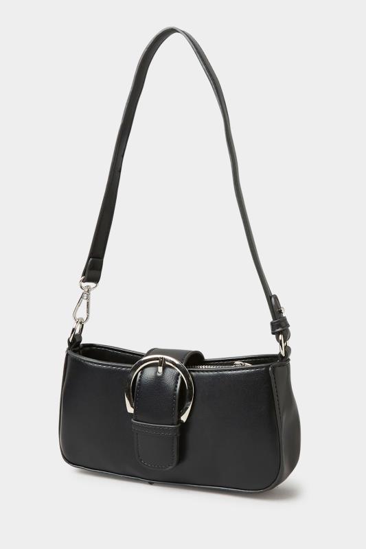 Plus Size Black Buckle Front Shoulder Bag | Yours Clothing 2