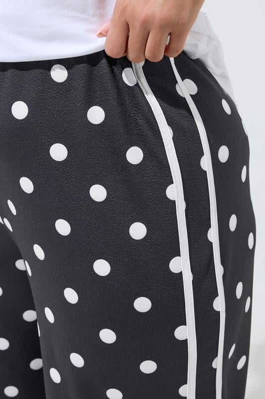 LIMITED COLLECTION Plus Size Black Polka Dot Side Stripe Trousers | Yours Clothing 5