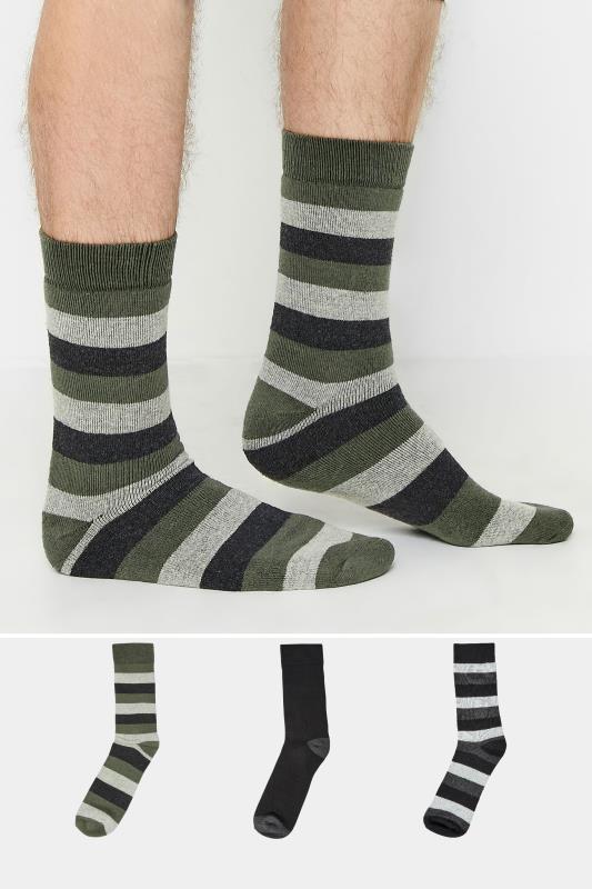  Tallas Grandes BadRhino Black Stripe 3 Pack Thermal Socks
