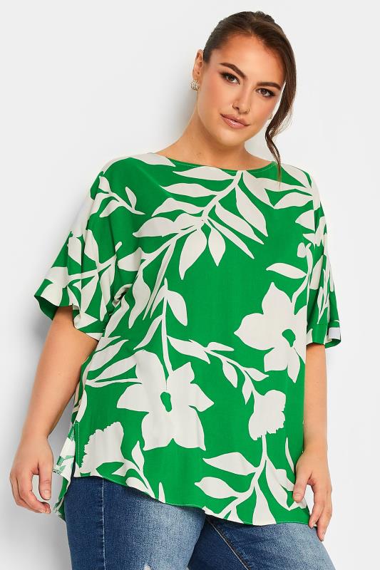 Plus Size  YOURS Curve Green Floral Top