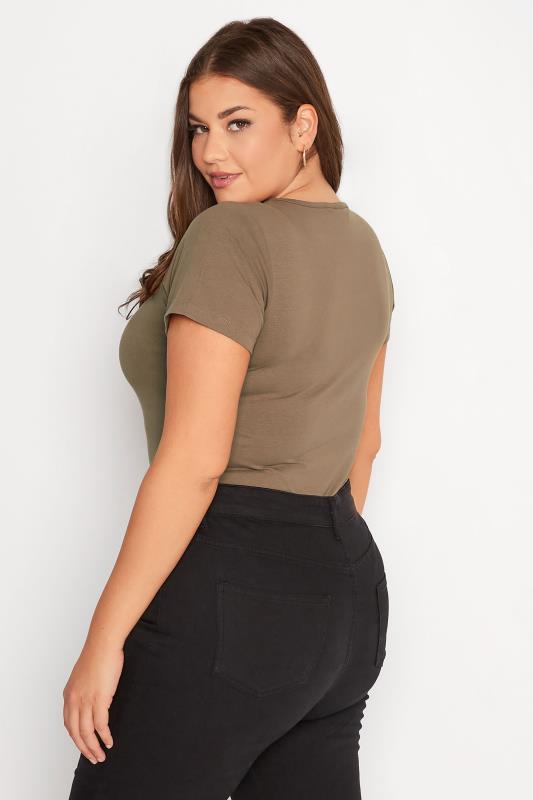 Plus Size Brown Short Sleeve Bodysuit | Yours Clothing 3