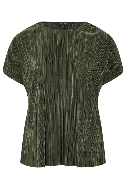 LIMITED COLLECTION Plus Size Khaki Green Textured Top | Yours Clothing 5