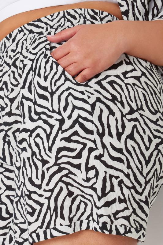 LIMITED COLLECTION Plus Size Black Zebra Print Crinkle Shorts | Yours Clothing 4