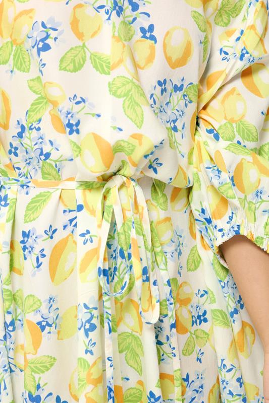 PixieGirl Petite Women's White Lemon Print Shirt Mini Dress | PixieGirl 4