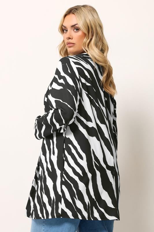 YOURS Plus Size Black Zebra Blazer | Yours Clothing 2