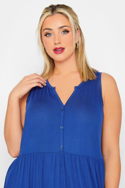 LIMITED COLLECTIO Plus Size Cobalt Blue Placket Maxi Dress | Yours Clothing 4