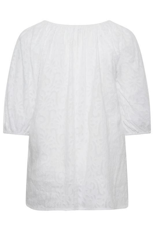 YOURS Plus Size Curve White Gypsy Textured Top | Yours Clothing  7