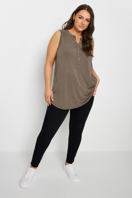 YOURS Plus Size Brown Sleeveless Blouse | Yours Clothing 2