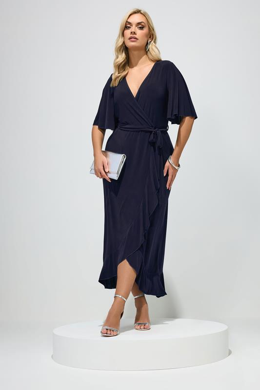  YOURS LONDON vestido cruzado azul marino