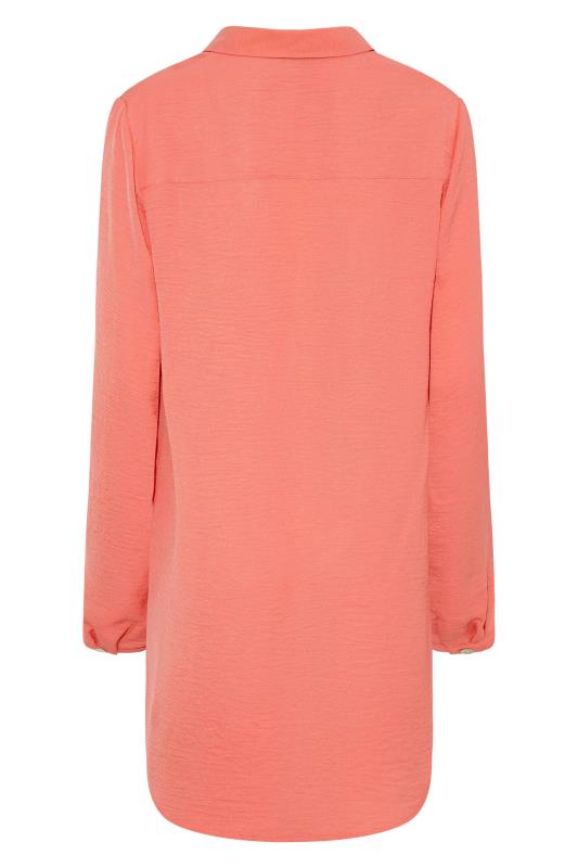 LTS Tall Coral Pink V-Neck Twill Shirt 7