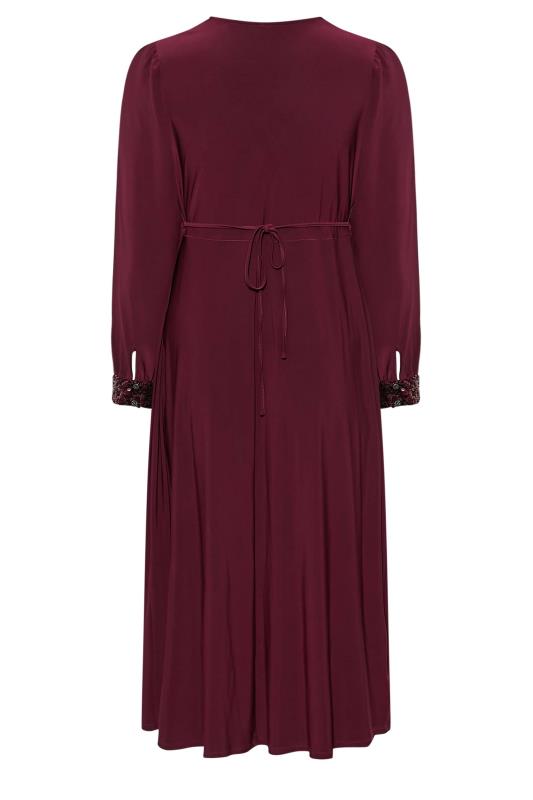 YOURS LONDON Plus Size Plum Purple Sequin Split Front Dress | Yours Clothing 7