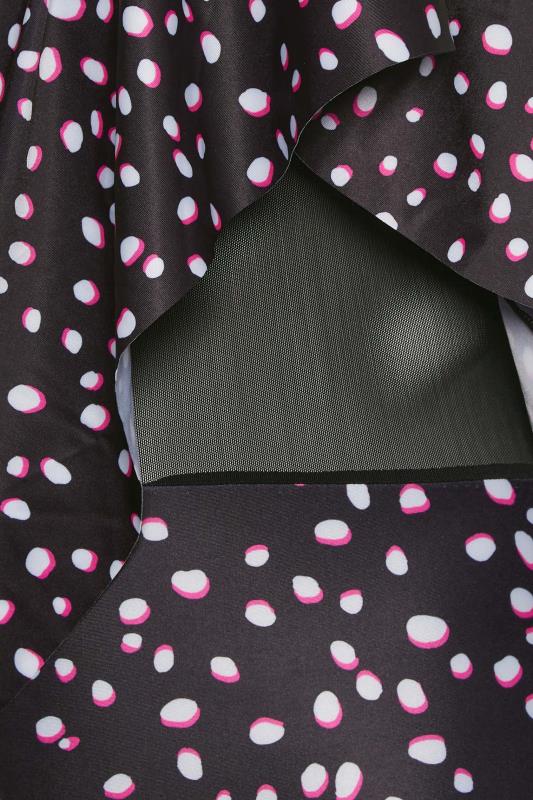 YOURS Plus Size Curve Black Spot Print Mesh Panel Swimdress | Yours Clothing  6