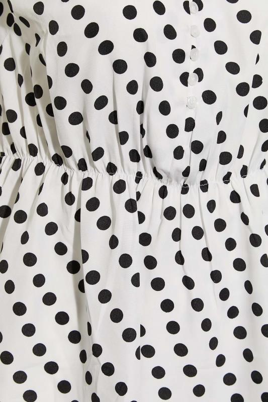 Curve White Polka Dot Print Frill Sleeve Smock Top 5