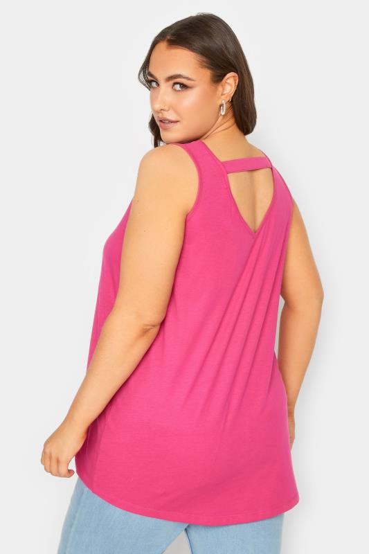 YOURS Plus Size Curve Hot Pink Bar Back Vest Top | Yours Clothing  3