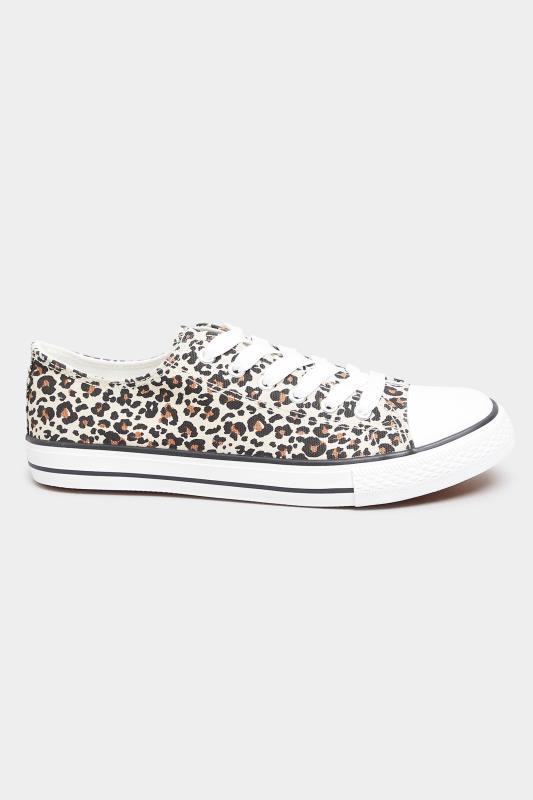Plus Size Brown Leopard Print Low Trainers In Extra Wide EEE Fit | Yours Clothing 3