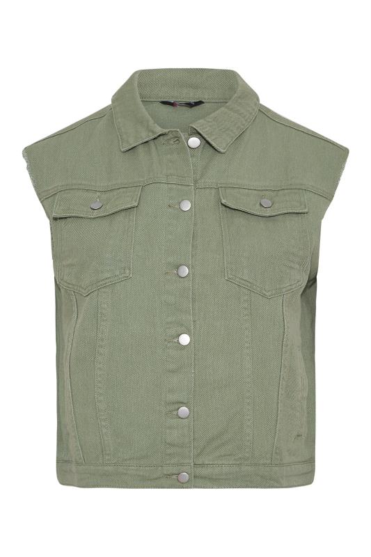 Plus Size Sage Green Sleeveless Denim Jacket | Yours Clothing 6