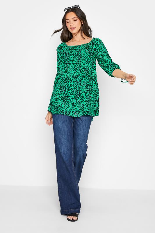 LTS Tall Women's Green Leopard Print Shirred Top | Long Tall Sally  2