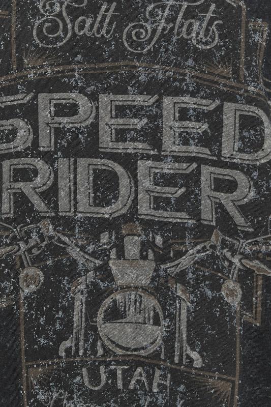 BadRhino Big & Tall Grey Acid Wash 'Speed Rider' Slogan Print T-Shirt | BadRhino 3