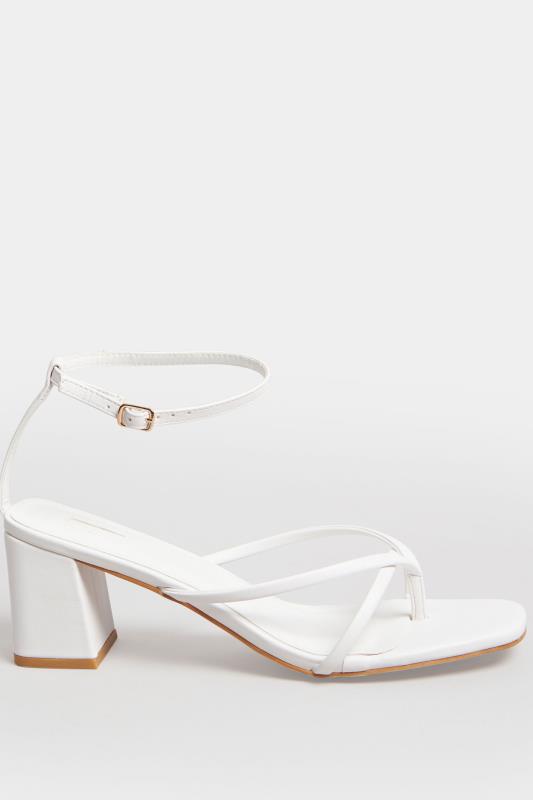 LIMITED COLLECTION White Mid Toe Post Heeled Sandals In Extra Wide EEE Fit | Yours Clothing 3