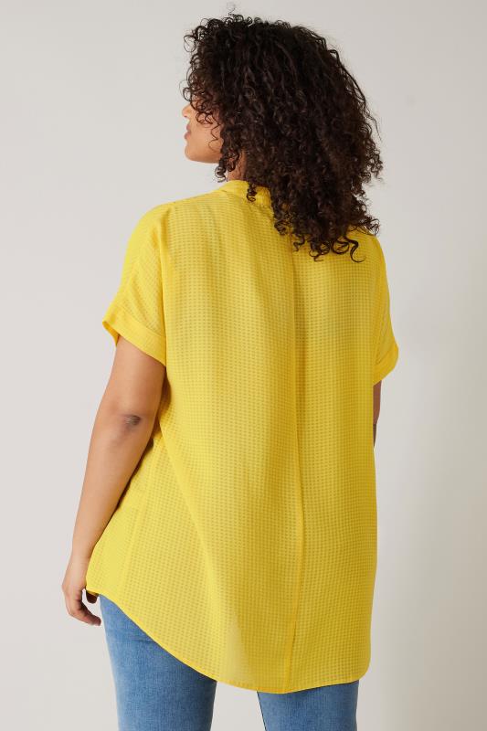 EVANS Plus Size Lemon Yellow Woven Check Blouse | Evans 3